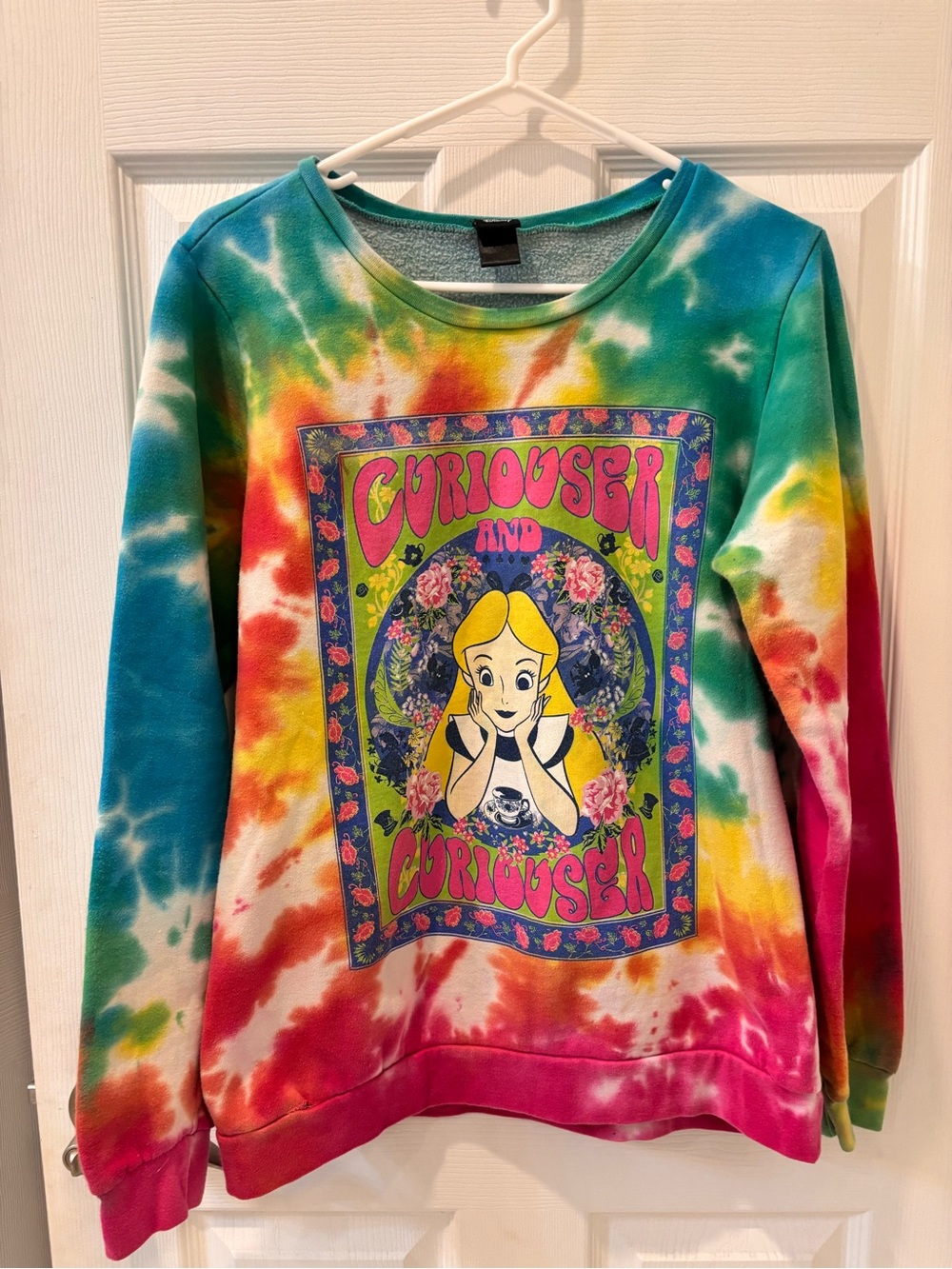 Disney Alice in Wonderland  Tie-Dye 'Curiouser and Curiouser' Graphic Sweatshirt